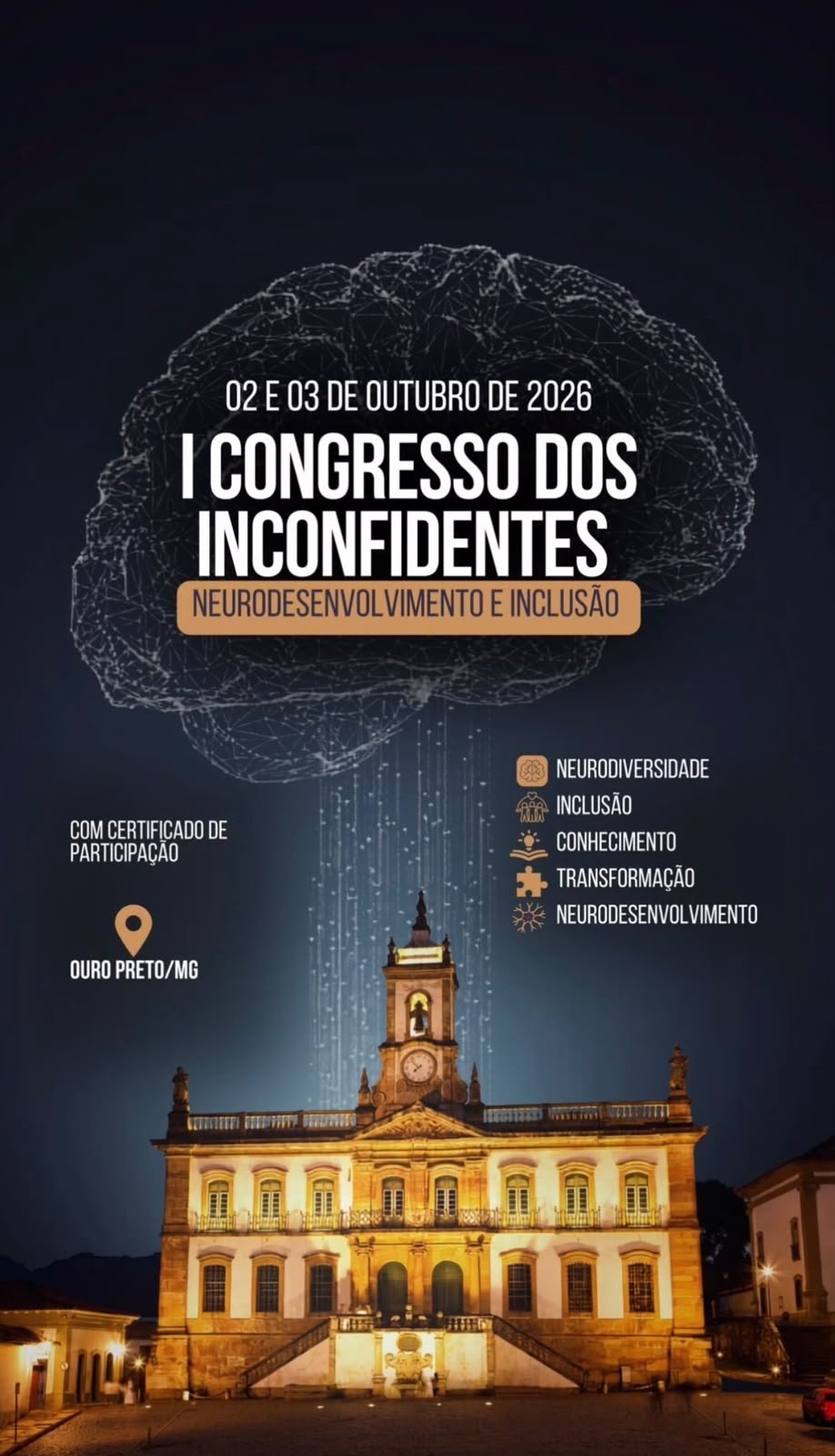 Cartaz oficial do I Congresso dos Inconfidentes — Neurodesenvolvimento e Inclusão