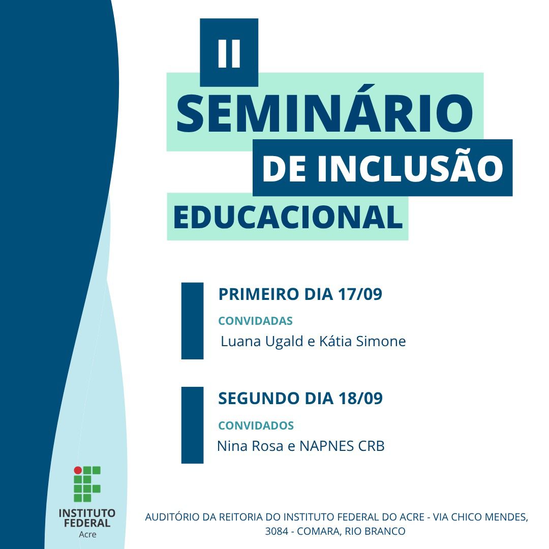 Arte oficial do II Seminário de Inclusão Educacional do Ifac